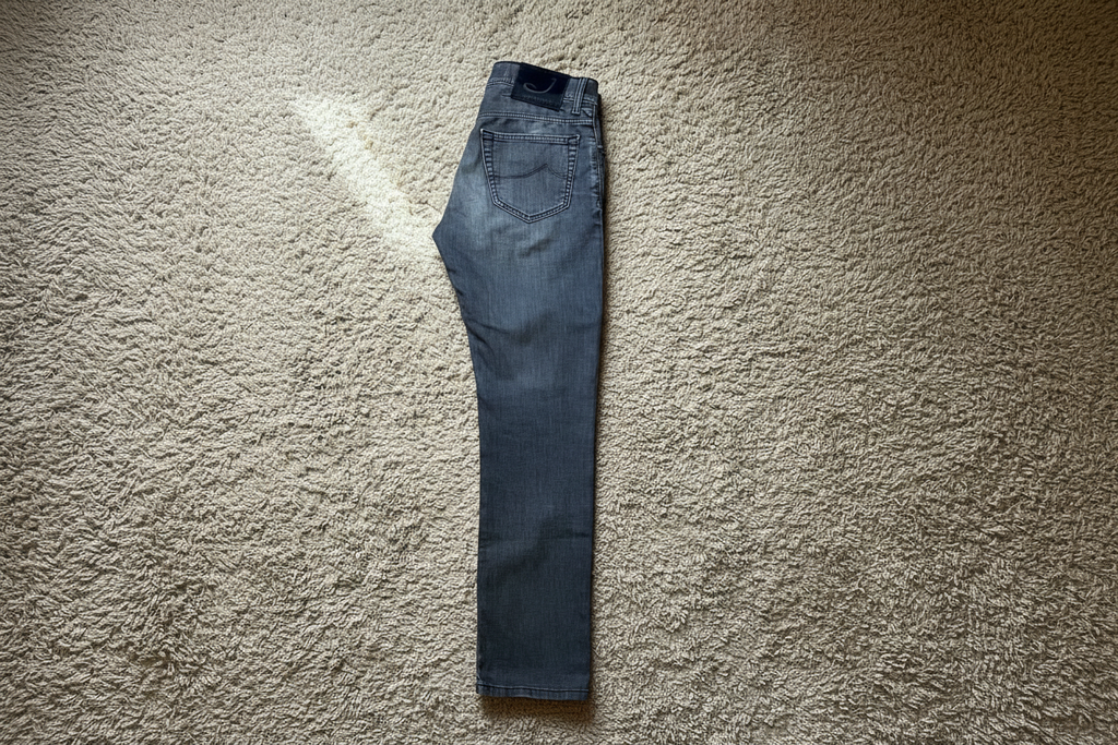 Jacob Cohen Jeans - Sidevisning med teppebakgrunn
